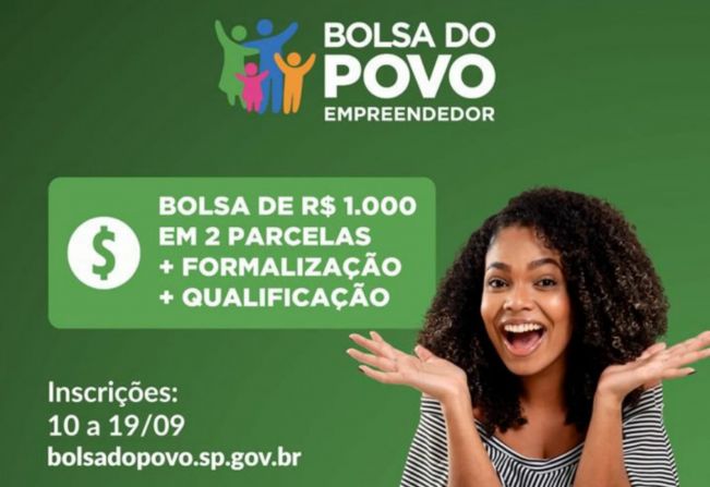 Programa Bolsa Empreendedor tem inscrições até 19/09 e pagará auxílio de até R$ 1 mil.