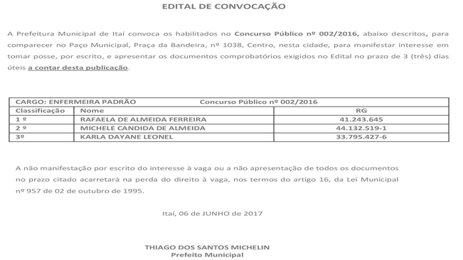 EDITAL DE CONVOCAÇÃO